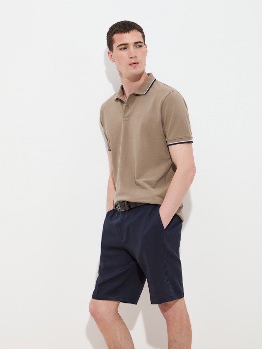 Cotton piqu� polo shirt with stripes
