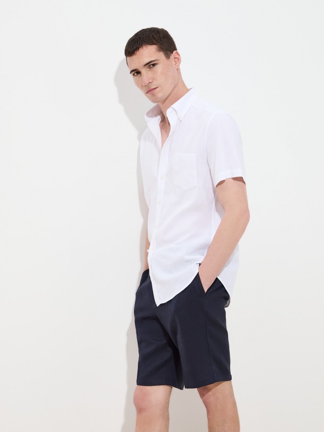 Short-sleeved shirt in linen and cotton Short-sleeved shirt in linen and cotton