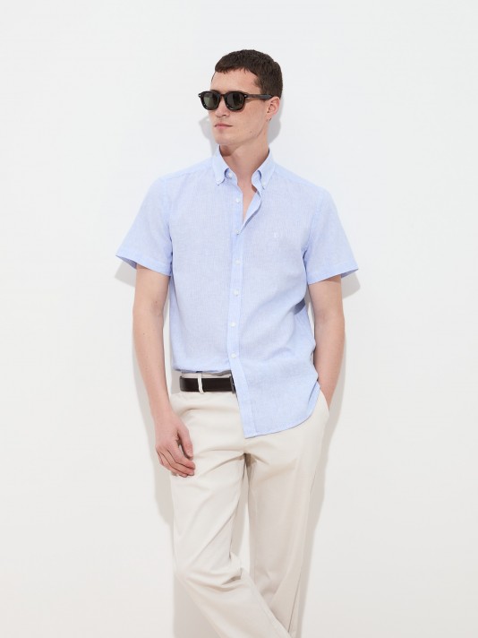 Shirt in linen and cotton