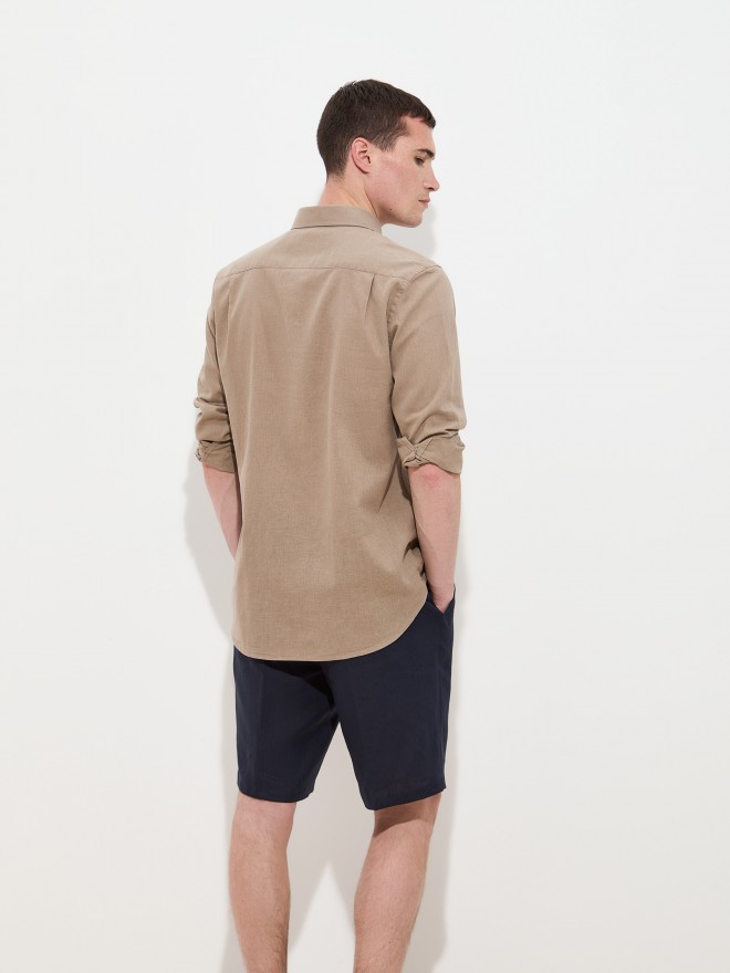 Regular fit shirt in linen and cotton