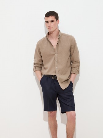 Regular fit shirt in linen and cotton Regular fit shirt in linen and cotton