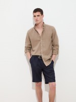 Regular fit shirt in linen and cotton