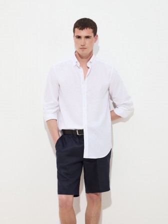 Regular fit shirt in linen and cotton Regular fit shirt in linen and cotton