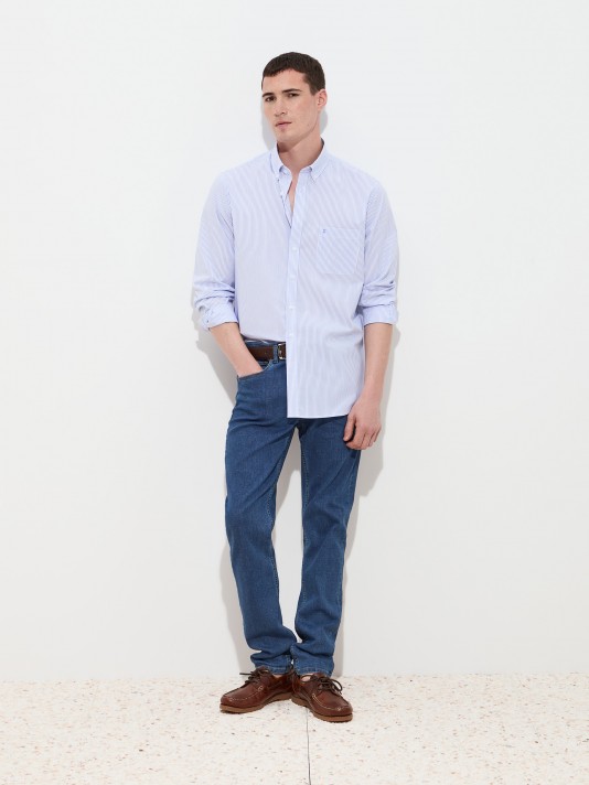 Slim fit striped cotton shirt