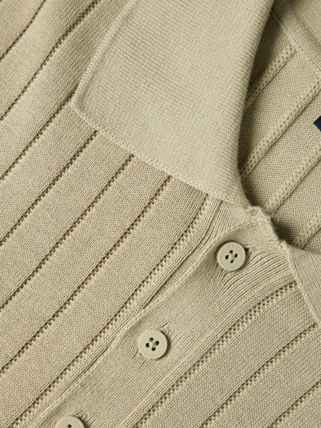 Polo de punto acanalado de algodón Polo de punto acanalado de algodón