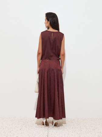 Falda midi acampanada con efecto fruncido Falda midi acampanada con efecto fruncido