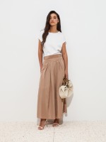 Falda midi acampanada con pliegues