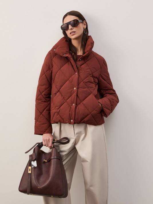 Padded jacket with a high collar