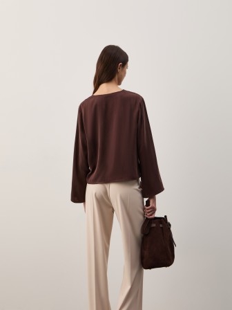 Draped blouse with cupro fabric Draped blouse with cupro fabric