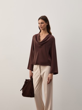 Draped blouse with cupro fabric Draped blouse with cupro fabric