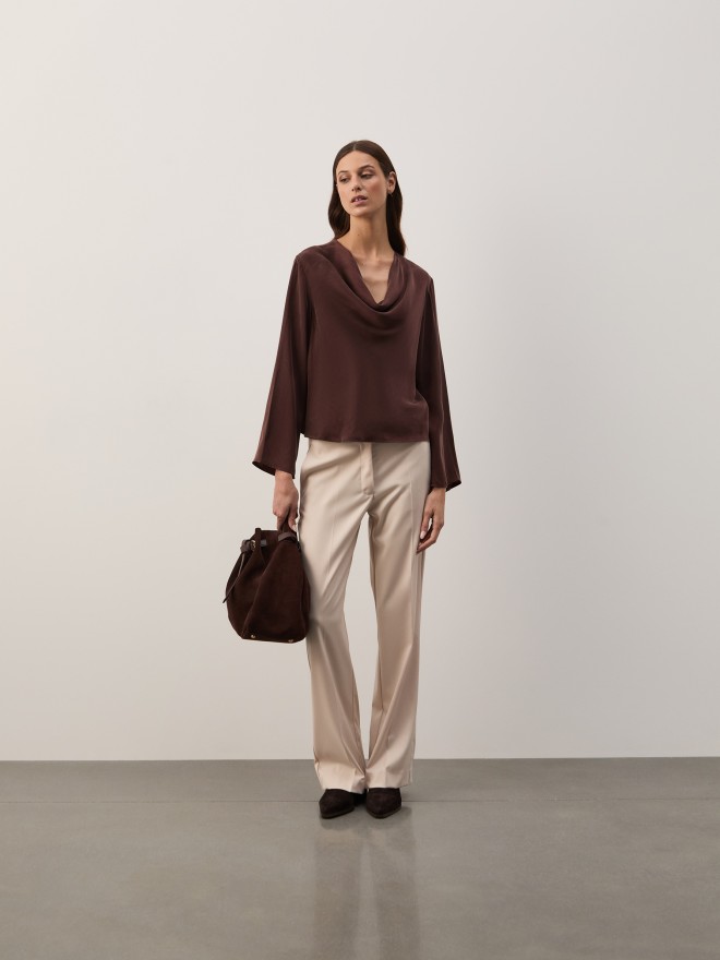 Draped blouse with cupro fabric Draped blouse with cupro fabric