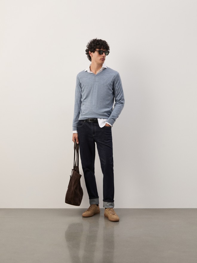 Wool pullover with V-neck Wool pullover with V-neck