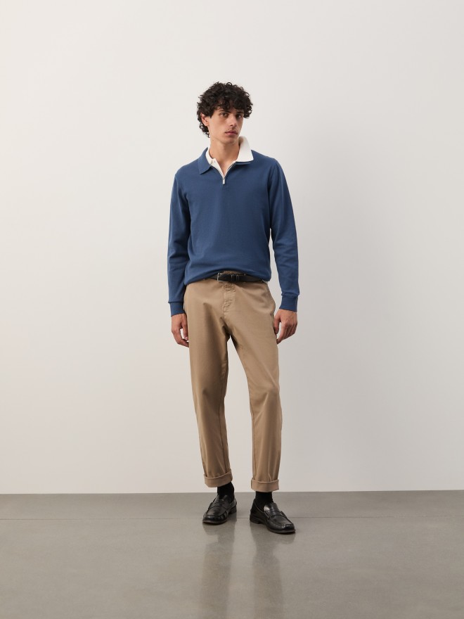 Polo shirt in cotton and cashmere