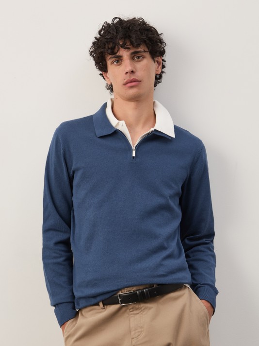 Polo shirt in cotton and cashmere