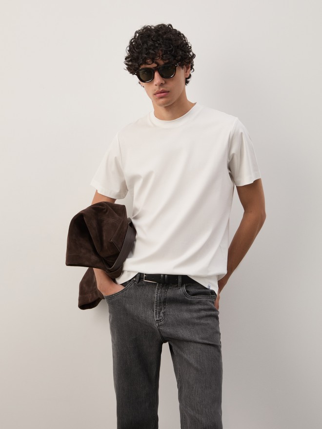 Basic t-shirt in silk and cotton Basic t-shirt in silk and cotton