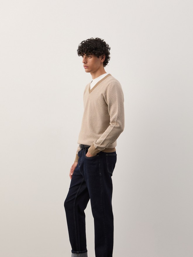 Two-tone pullover in cotton and wool Two-tone pullover in cotton and wool