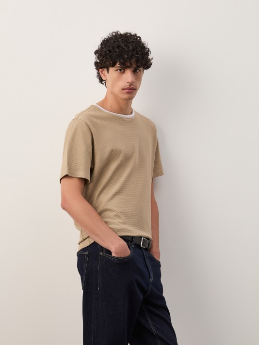 Cotton T-shirt with texture