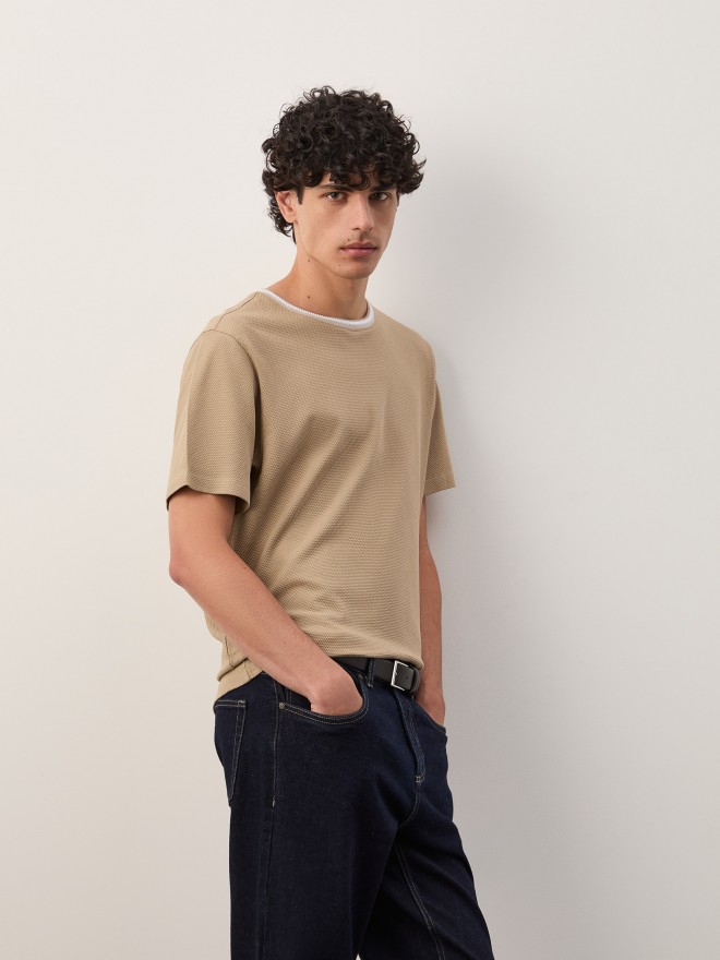 Cotton T-shirt with texture