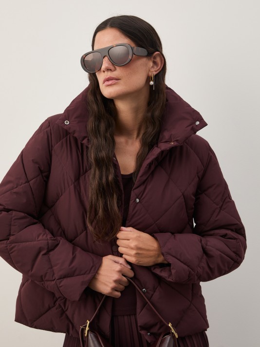 Padded jacket with a high collar