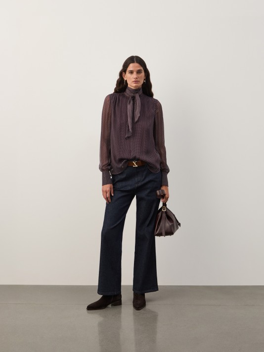 Blusa estampada com la�ada