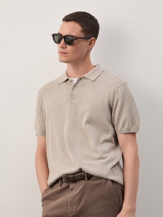 Cotton knit polo shirt