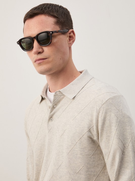 Polo shirt in cotton and cashmere