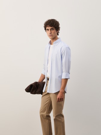 Camisa de algodão às riscas Camisa de algodão às riscas