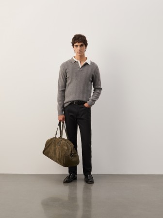 Camisola estilo polo às riscas Camisola estilo polo às riscas