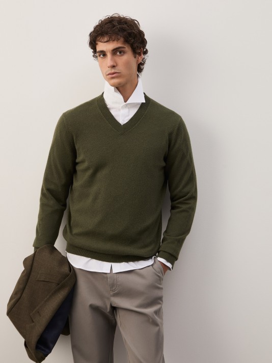 Pullover em l� e caxemira