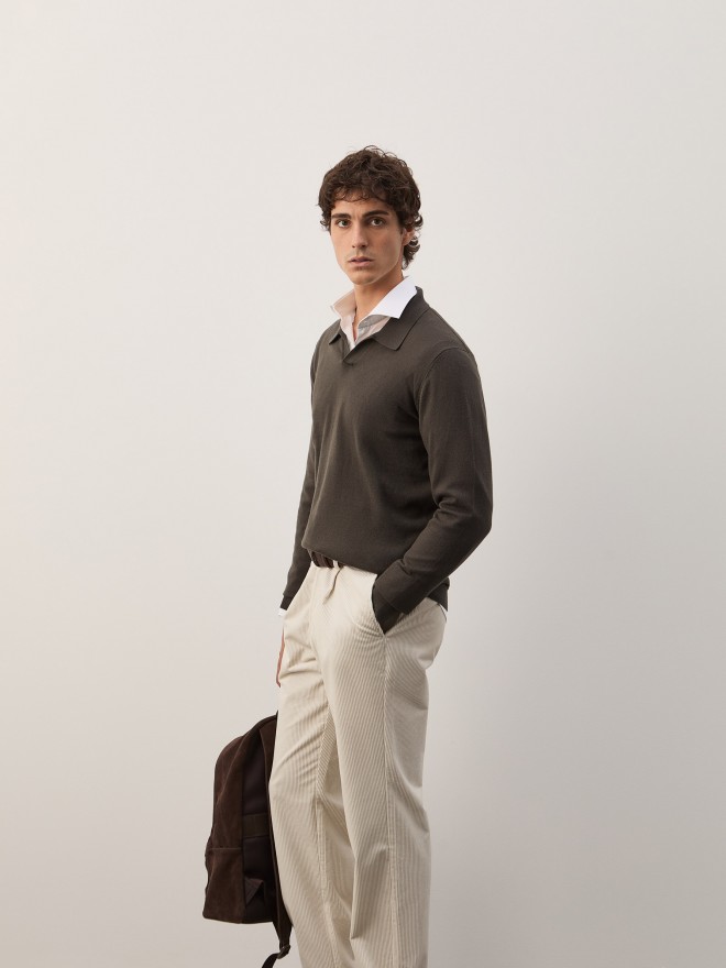 Polo shirt in cotton and cashmere