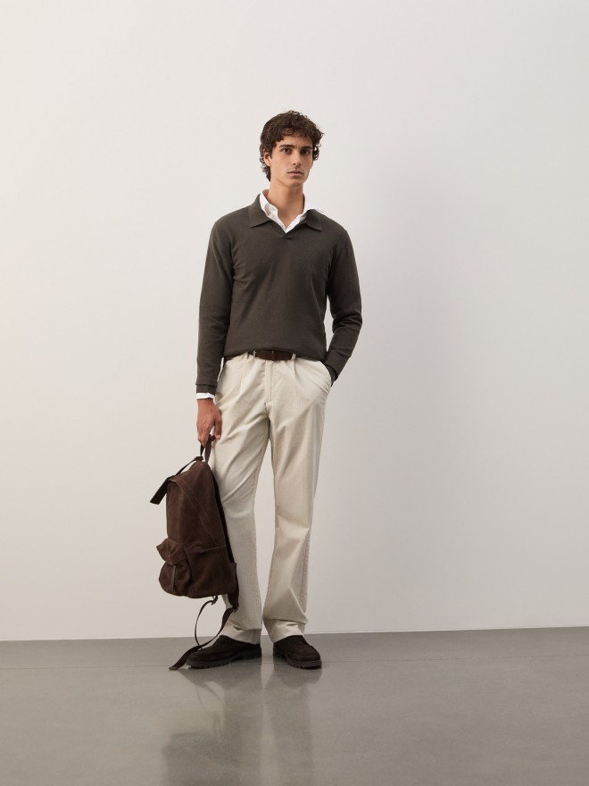 Polo shirt in cotton and cashmere