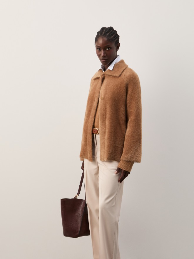 Raglan sleeves fur coat