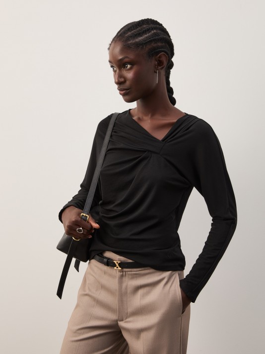 Sweater with asymmetrical neckline
