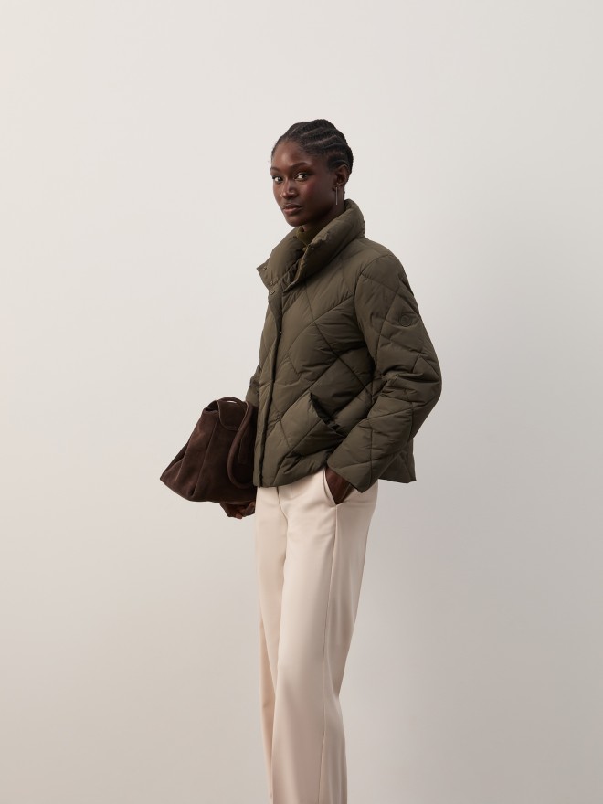 Padded jacket with a high collar