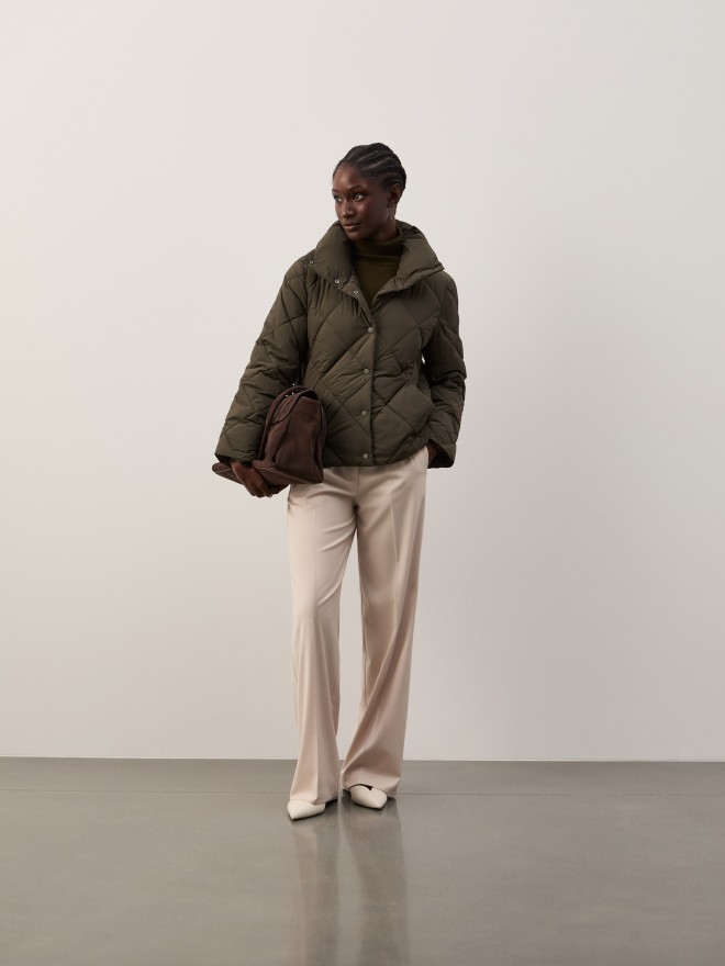 Padded jacket with a high collar