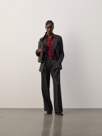 Creased wool trousers