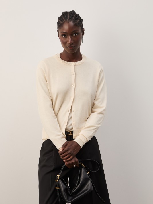 Basic knit cardigan with wool