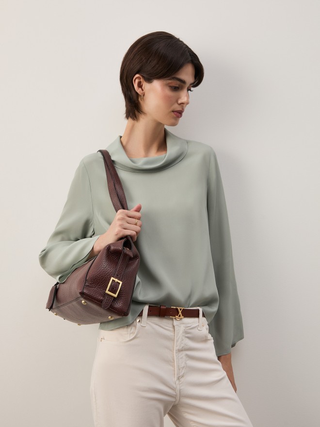 Off-the-shoulder blouse in silk