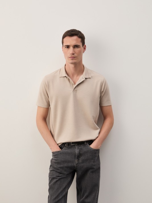 Regular fit knit polo shirt