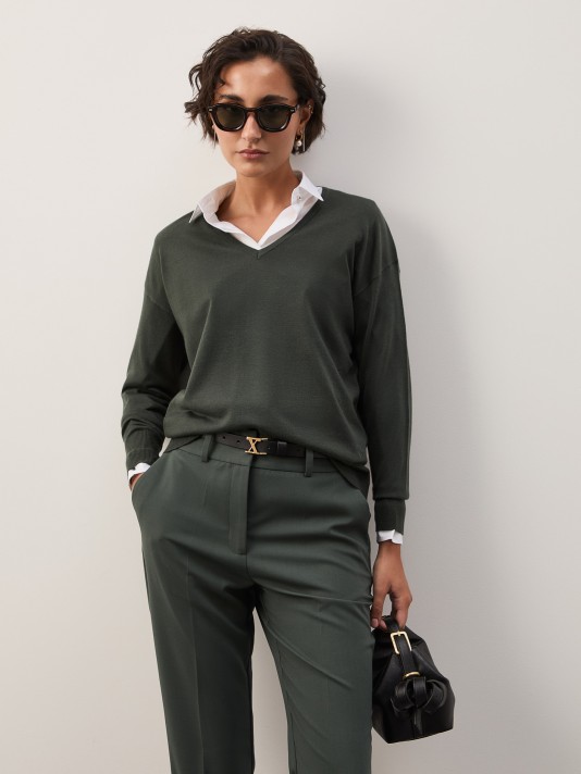 Su�ter de punto con cuello en V