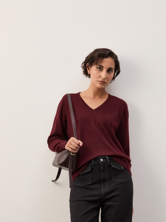 Camisola malha decote em V